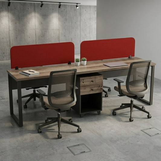Dynamo Linear Workstation for 2 Persons SBS with Storage and Partition