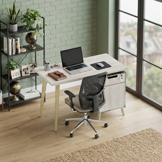 Smart Linear Workstation With Drawer Pedestal For One Person Without Partitions And Accessories