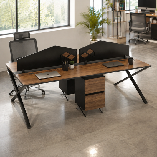 Freedom Team Workstation With Partitions and With Pedestal For Four Persons