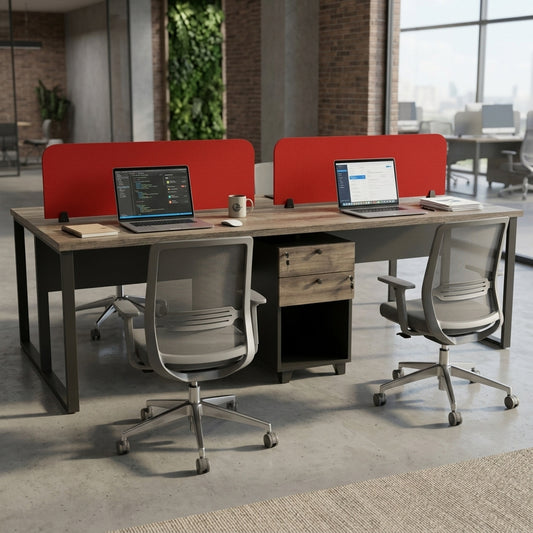 Dynamo Linear Workstation for 4 Persons with Storages and Partitions