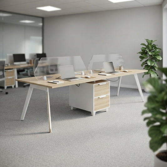 Aspire Linear SBS Workstation with Partitions and Storage for Two Persons