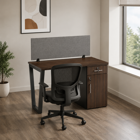 Optimus Linear Workstation with Partition and Storage for one Person