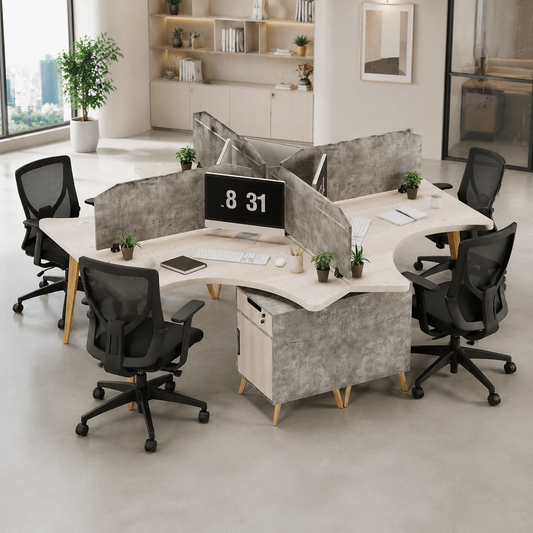 Smart Cubical Workstation For Four Persons With Drawer Pedestals and Partitions without accessories