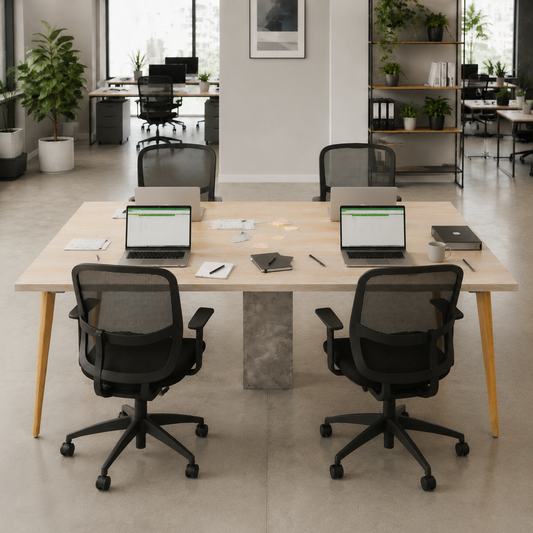 Smart Team Workstation For Four Persons Without Partitions And Accessories