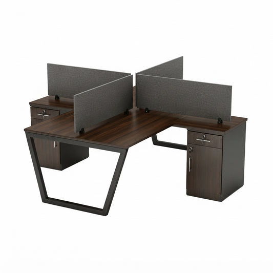 Optimus Cubic Workstation With Partition and With Storage For Four Persons