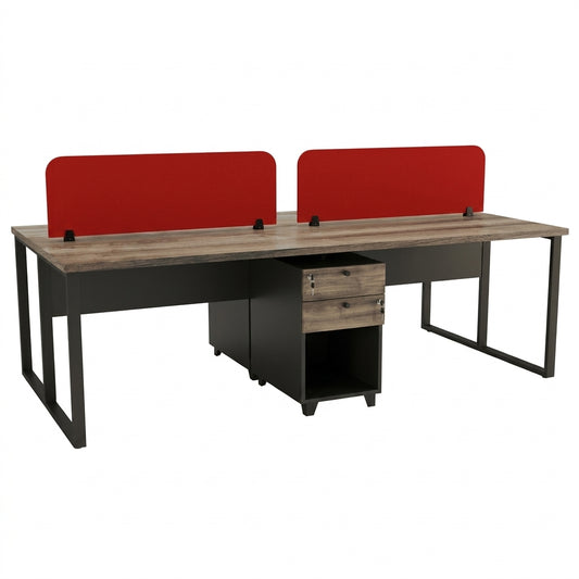 Dynamo Linear Workstation for 4 Persons with Storages and Partitions