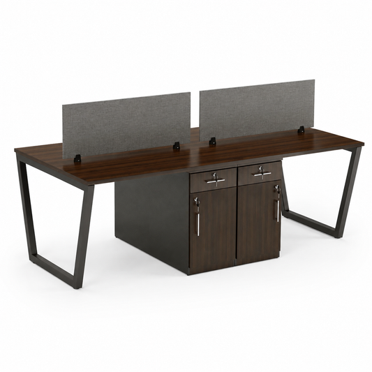 Optimus Team Workstation with Partition and Storage for Four Persons