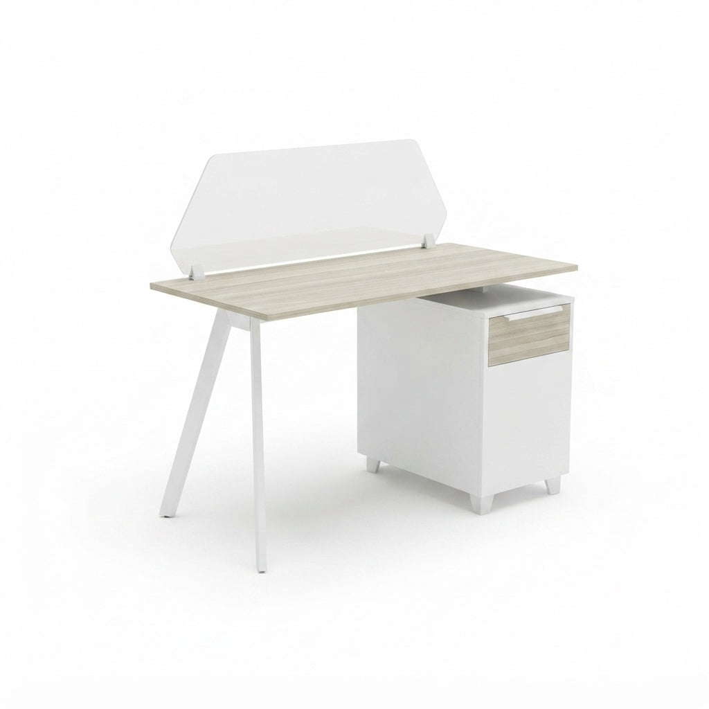 Aspire Linear Workstation for One Person with Partition and Storage