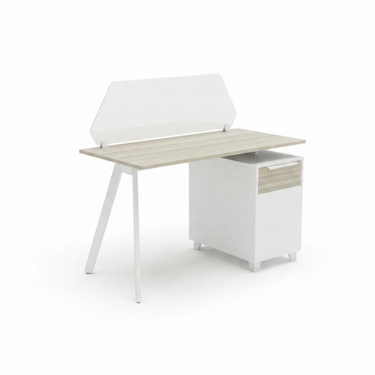 Aspire Linear Workstation for One Person with Partition and Storage
