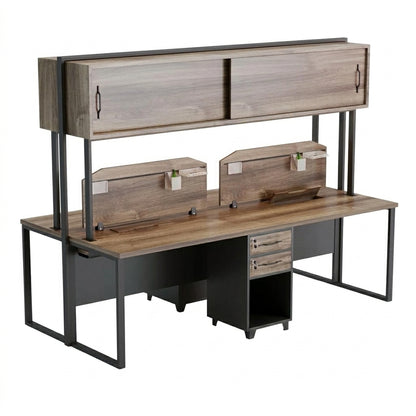 Blizzard Linear Workstation for 4 Persons with Storages, Partitions