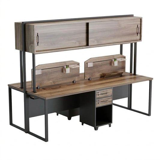 Blizzard Linear Workstation for 4 Persons with Storages, Partitions