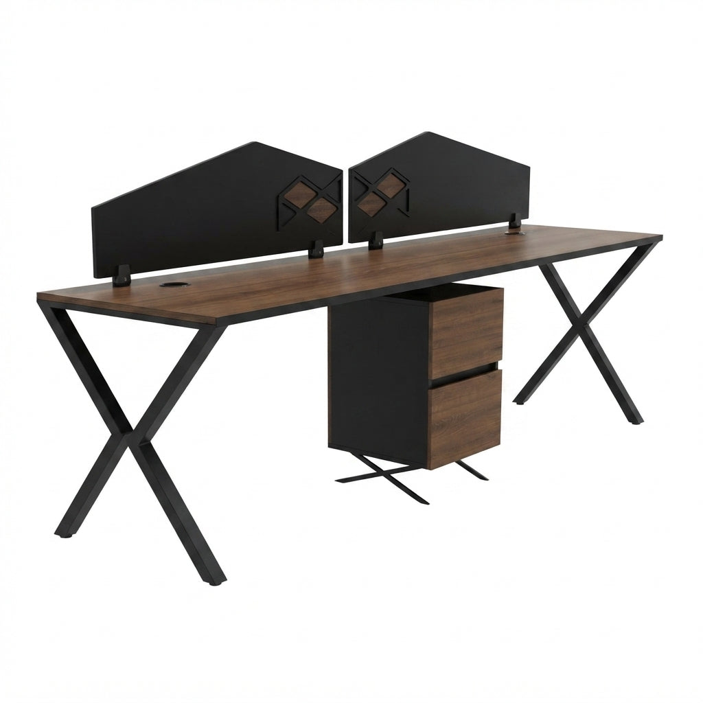Freedom Linear Workstation SBS With Partition, With Drawers For Two Persons