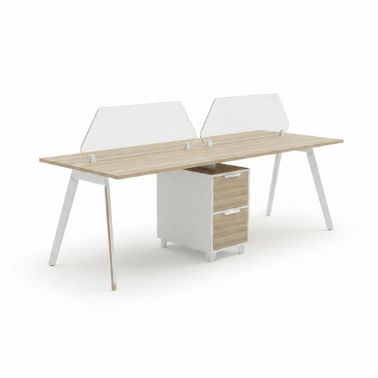 Aspire Linear SBS Workstation with Partitions and Storage for Two Persons