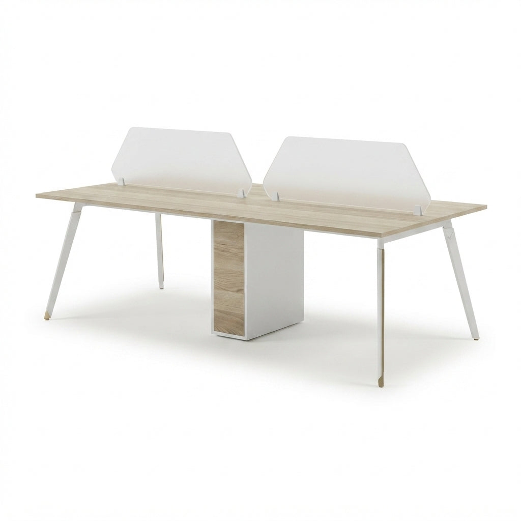 Aspire Linear Workstation For Four Persons with Partitions and without Storage
