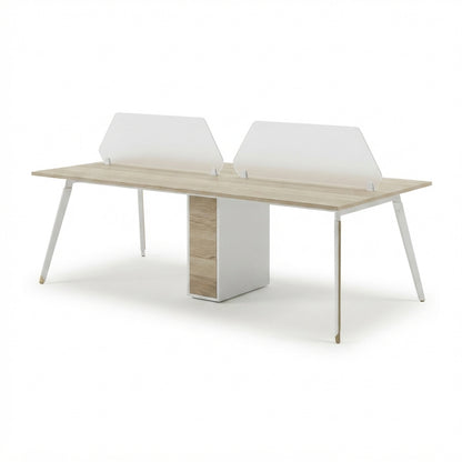 Aspire Linear Workstation For Four Persons with Partitions and without Storage