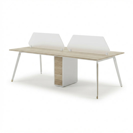 Aspire Linear Workstation For Four Persons with Partitions and without Storage