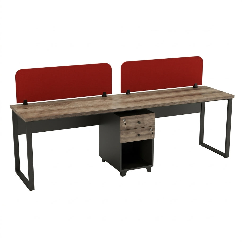 Dynamo Linear Workstation for 2 Persons SBS with Storage and Partition