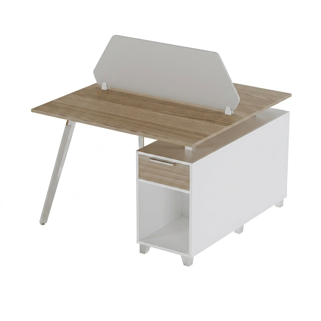 Aspire Linear Workstation For Two Persons with Partition and Storage
