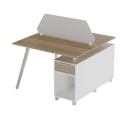 Aspire Linear Workstation For Two Persons with Partition and Storage