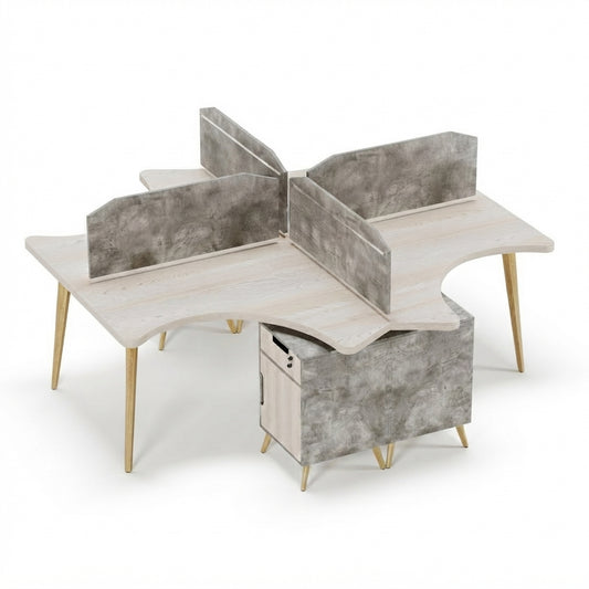 Smart Cubical Workstation For Four Persons With Drawer Pedestals and Partitions without accessories