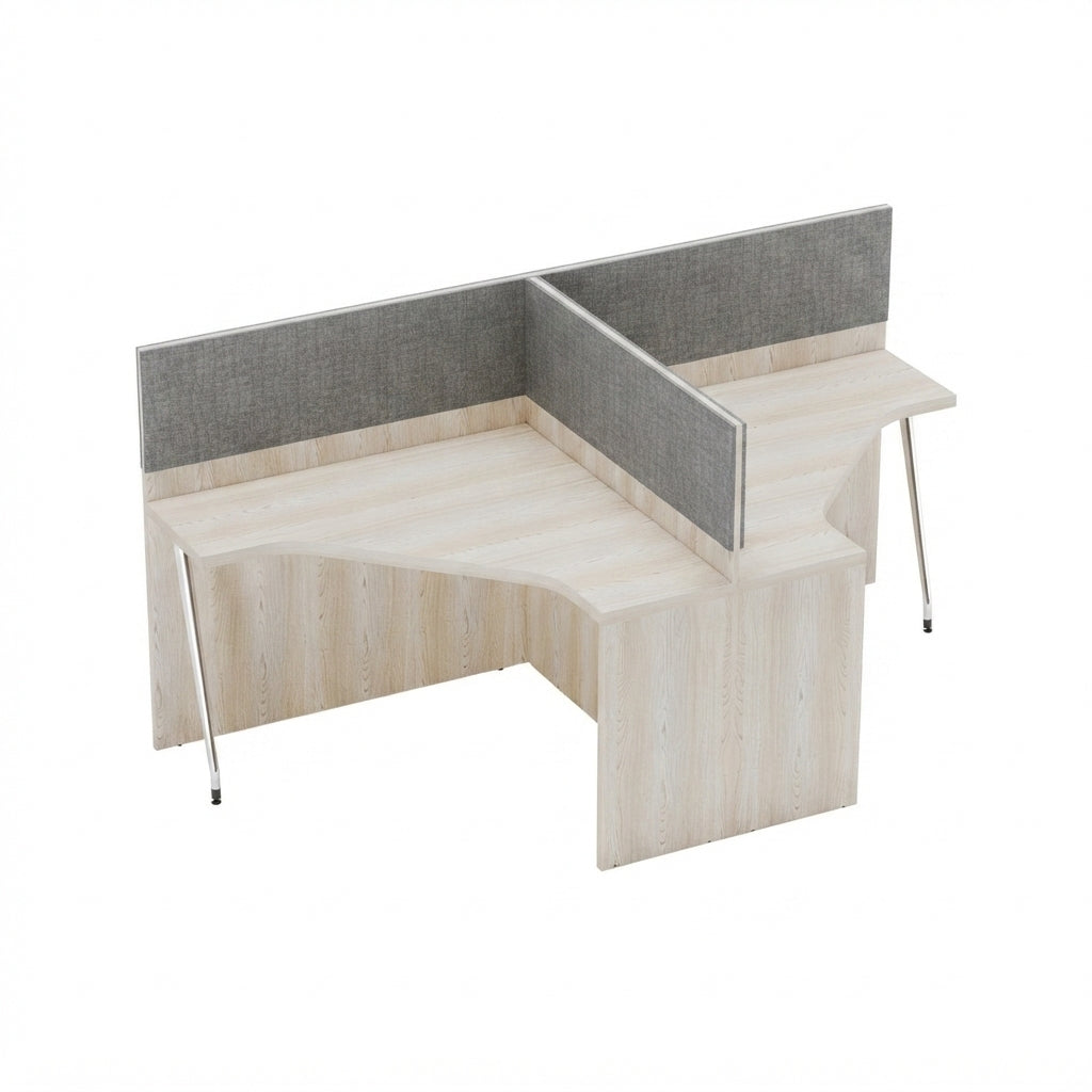Smart Block Workstation For Two Persons with Partitions and without Storage