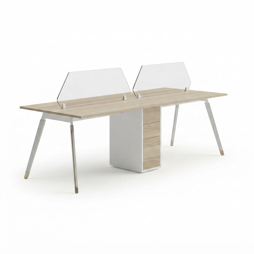 Aspire Linear SBS Workstation without Storage And with Partitions for Two Persons