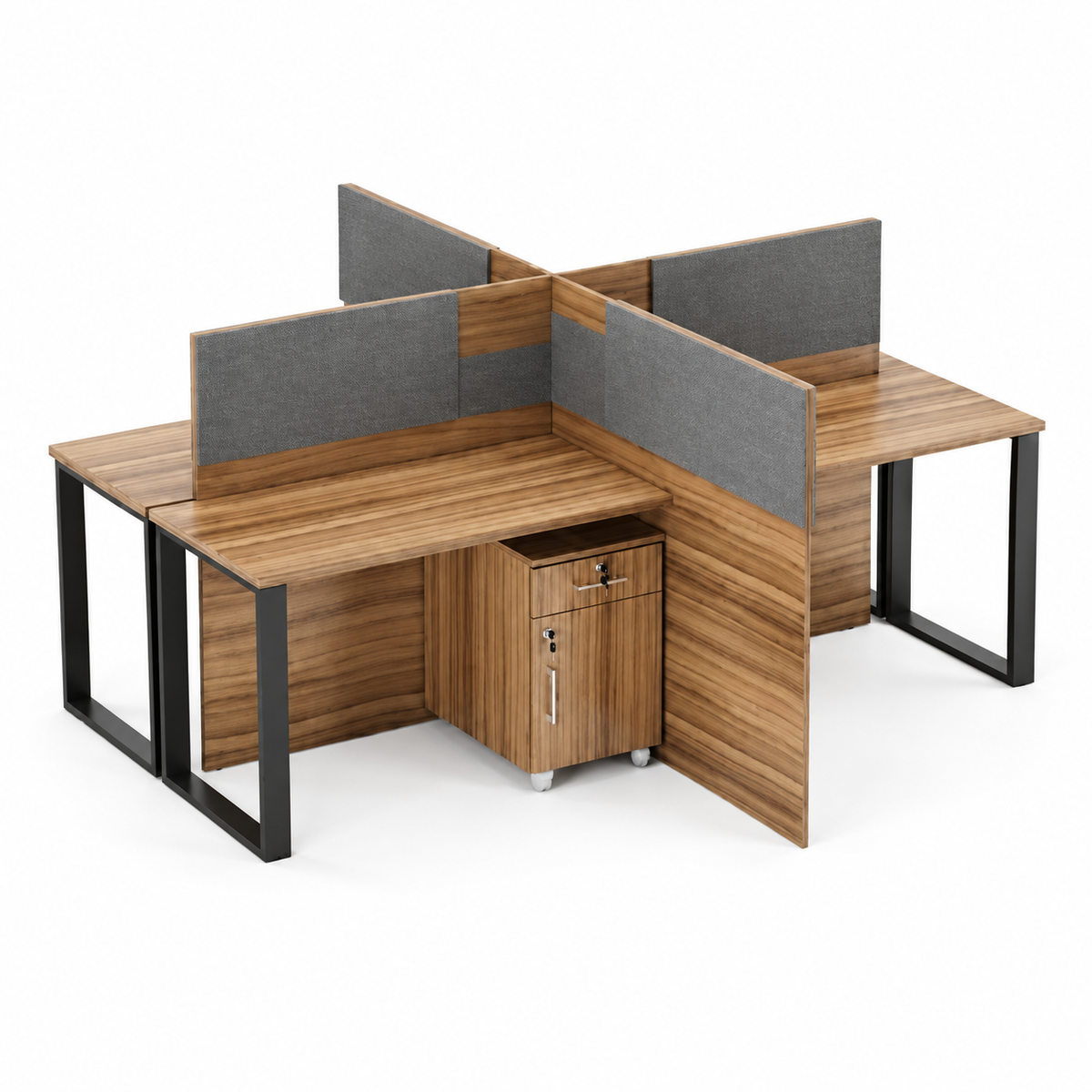 Dynamic Cluster Workstation for 4 persons with partition and with storage