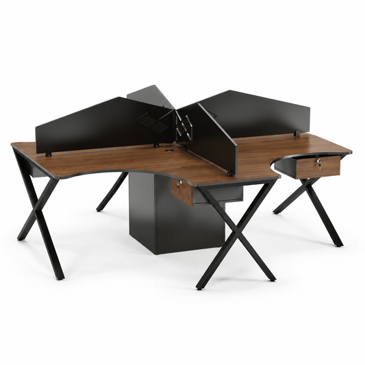 Freedom Cubical Workstation with Partition and With Storage For 4 Persons