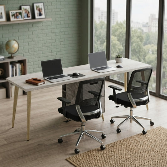 Smart Linear Basic Workstation For Two Persons SBS With Partitions And Storage