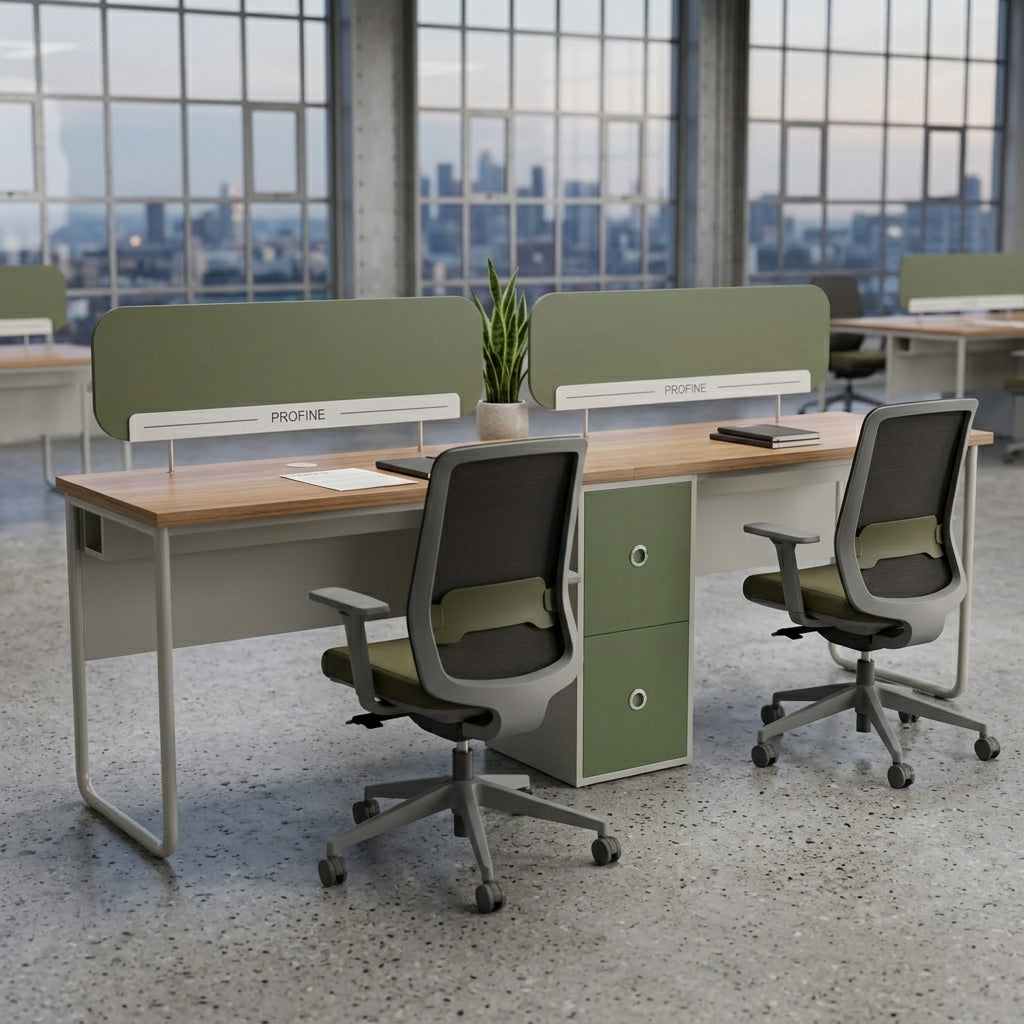 Beyond workstation for 2 persons SBS with partition and storage