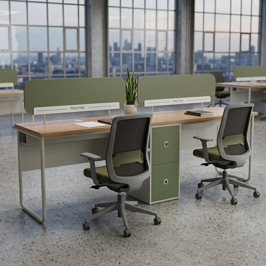 Beyond workstation for 2 persons SBS with partition and storage