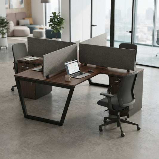 Optimus Cubic Workstation With Partition and With Storage For Four Persons