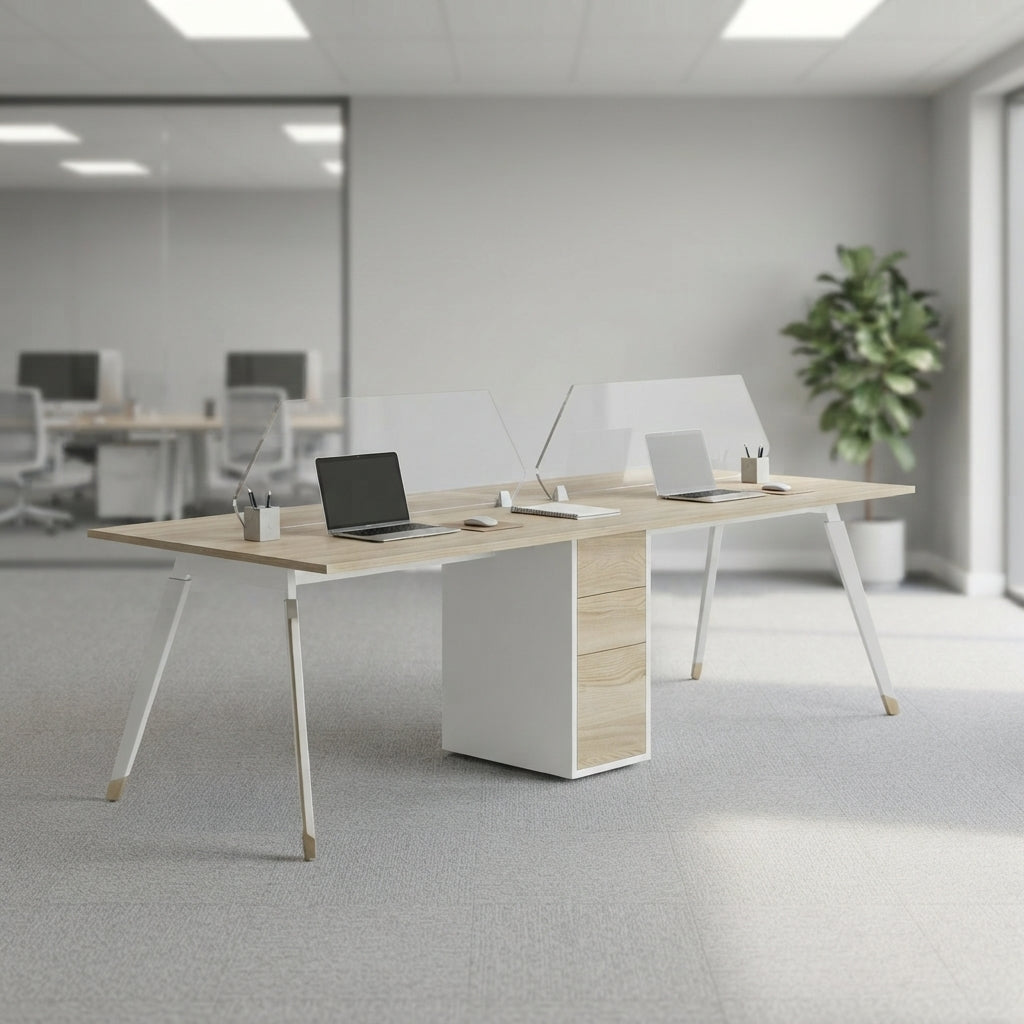 Aspire Linear SBS Workstation without Storage And with Partitions for Two Persons