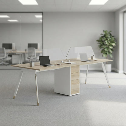 Aspire Linear SBS Workstation without Storage And with Partitions for Two Persons