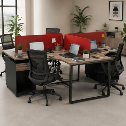 Dynamo Cubical Workstation for 4 Persons with Storage and Partition