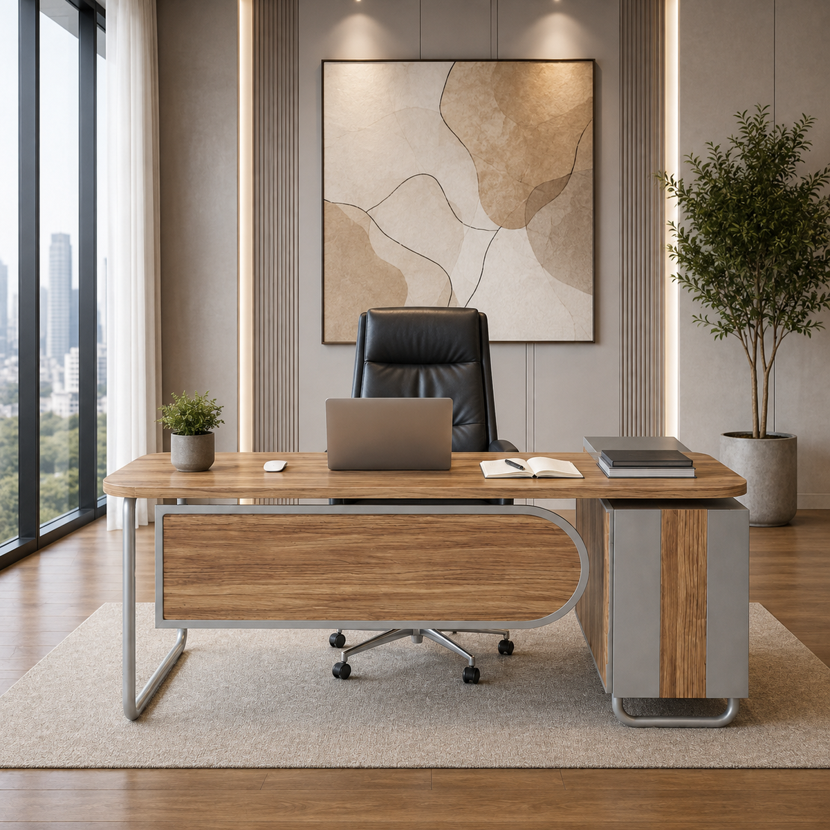 Beyond executive table with side rack
