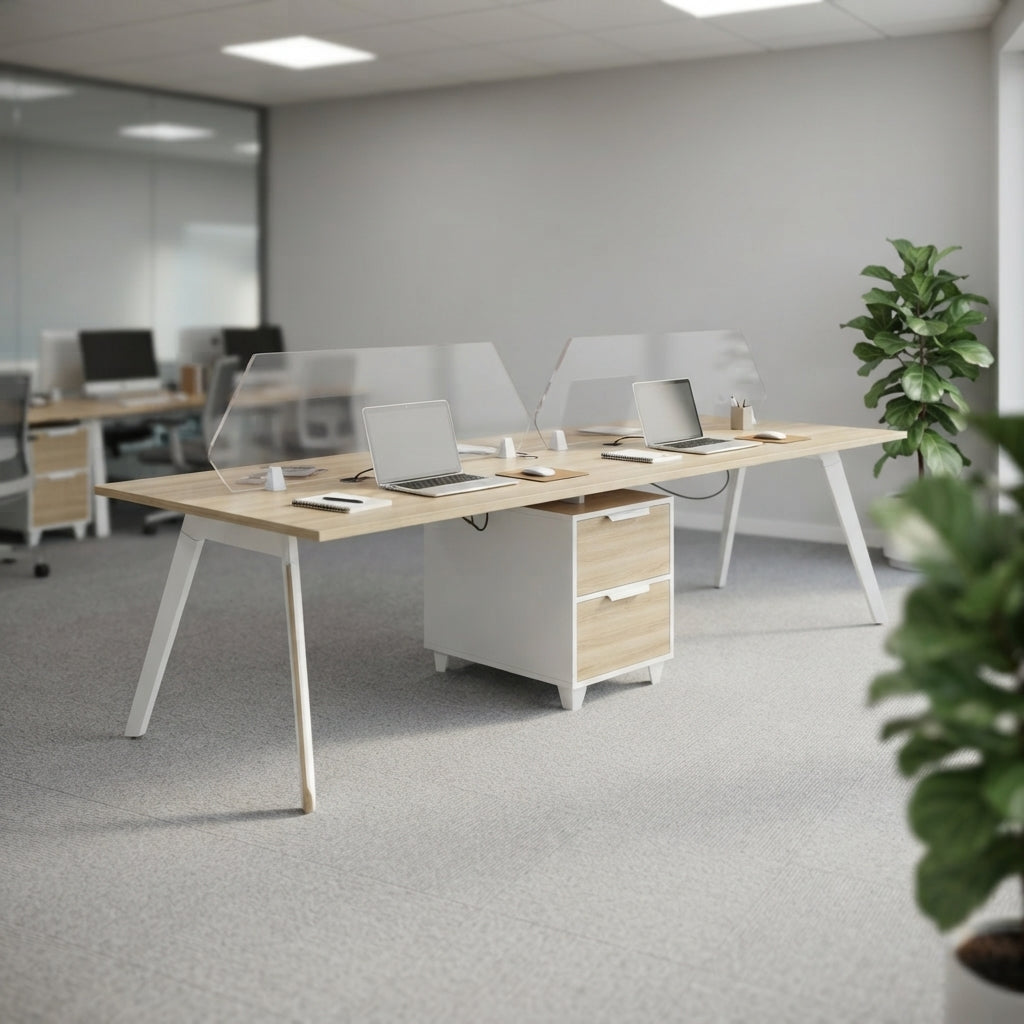 Aspire Linear SBS Workstation with Partitions and Storage for Two Persons