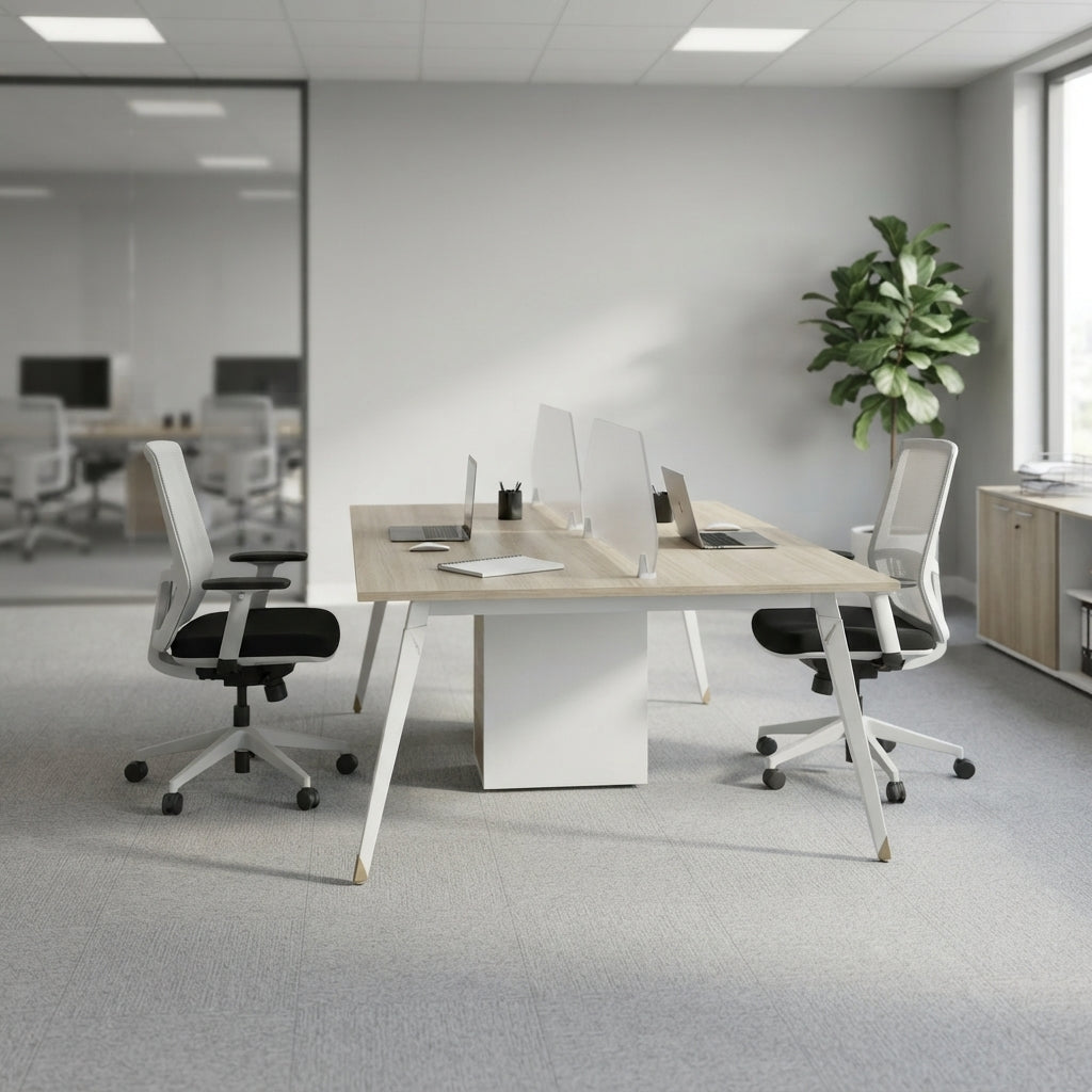 Aspire Linear Workstation For Four Persons with Partitions and without Storage