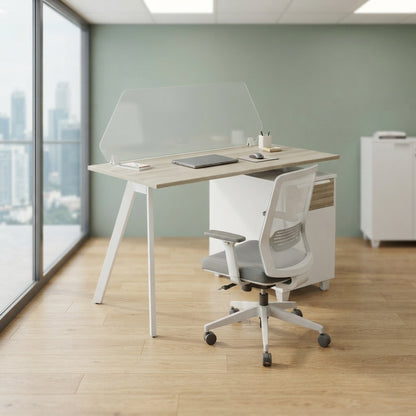 Aspire Linear Workstation for One Person with Partition and Storage