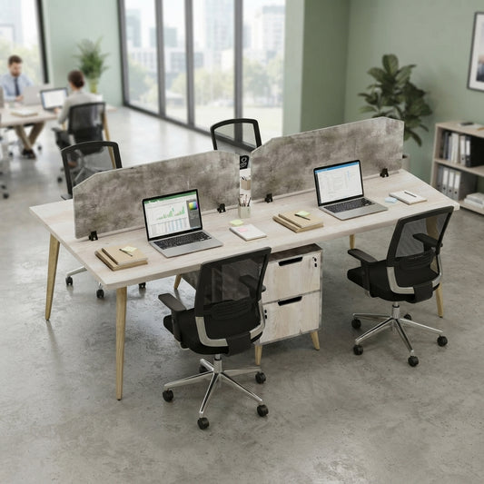 Smart Team Workstation For Four Persons With Partitions And With Storage without accessories