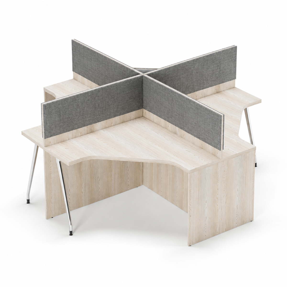 Smart Block Workstation For Four Persons With Partitions, Without Storage