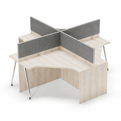 Smart Block Workstation For Four Persons With Partitions, Without Storage