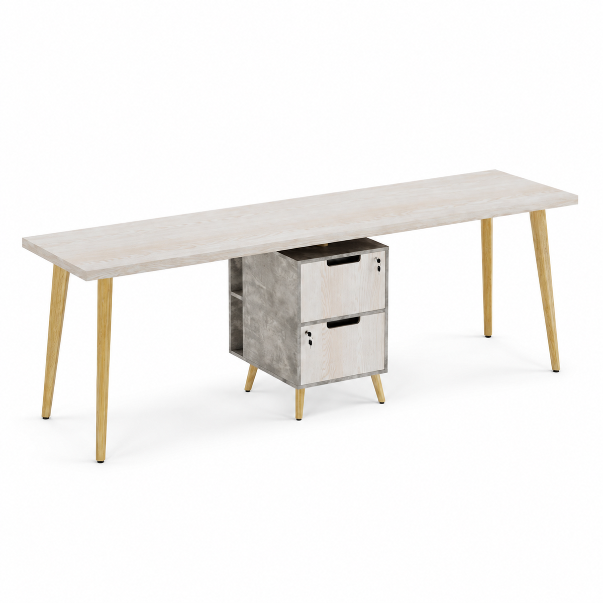 Smart Team Workstation With Dual Storage Drawers For Four Persons Without Partitions And Accessories