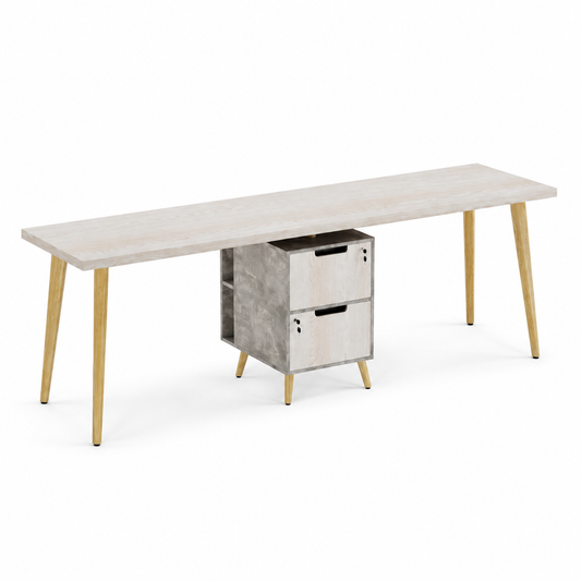 Smart Team Workstation With Dual Storage Drawers For Four Persons Without Partitions And Accessories