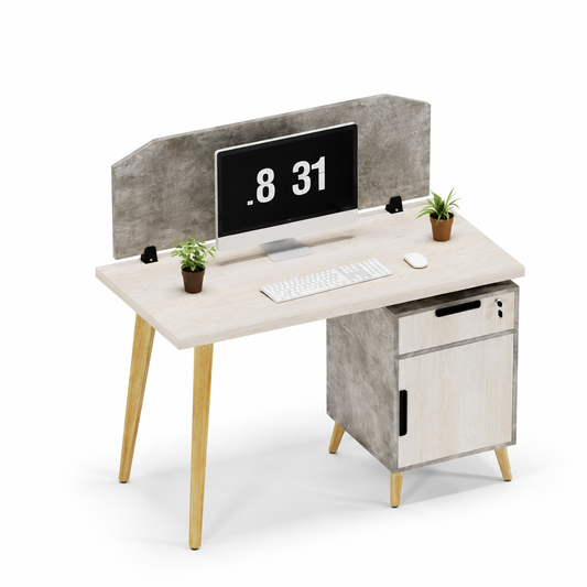Smart Linear Workstation With Drawer Pedestal For One Person With Partitions