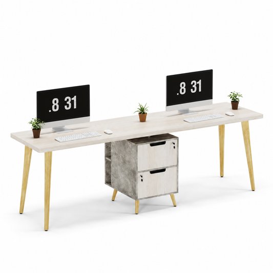 Smart Linear Workstation With Dual Storage Drawers For Two Persons SBS Without Partitions And Accessories