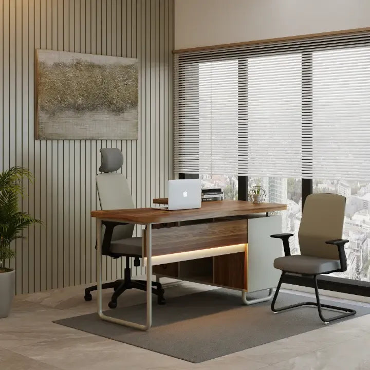 Beyond Manager Table with Drawer Pedestal