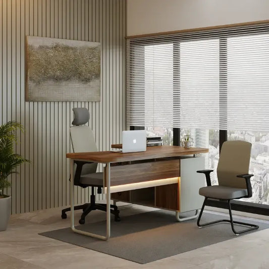 Beyond Manager Table with Drawer Pedestal