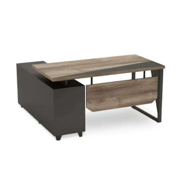 Dynamo Manager Table with Side Rack in a sleek, modern design.