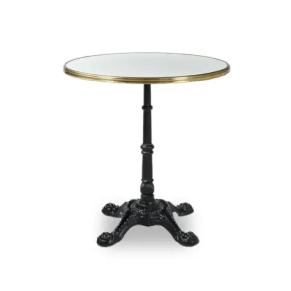 Timeless French Bistro Table with cast iron base and glass top